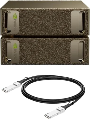 Two NVIDIA DGX Spark systems with a direct-connect cable